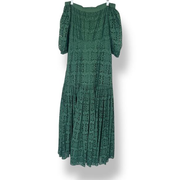 Veronica Beard Green Eyelet Cali Maxi Dress - Size 0 - Picture 4 of 9